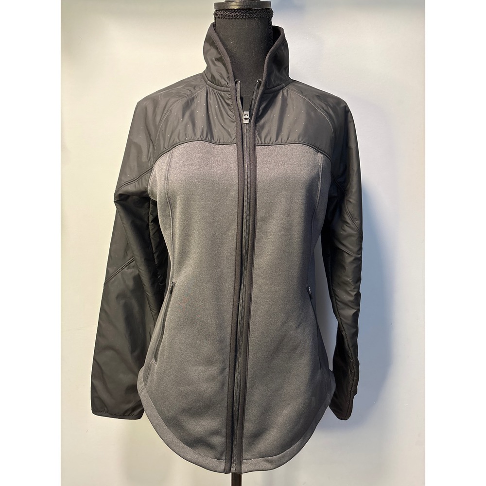 The North Face Womens Gray Black Hybrid Fleece Full Zip‎ Jacket Size Medium